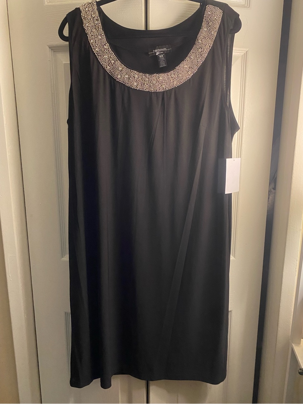R&M Richards Black Midi Dress with Gold Beaded Neckline (2  Pieces X ONE PRICE)